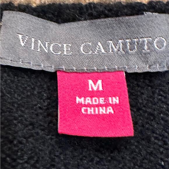 Vince Camuto Womens Oversized Size Medium Black and Tan V-Neck Sweater - Picture 5 of 5
